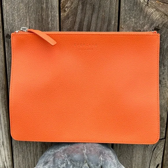 Everlane The Leather Zip Pouch Clutch Orange - Picture 15 of 15